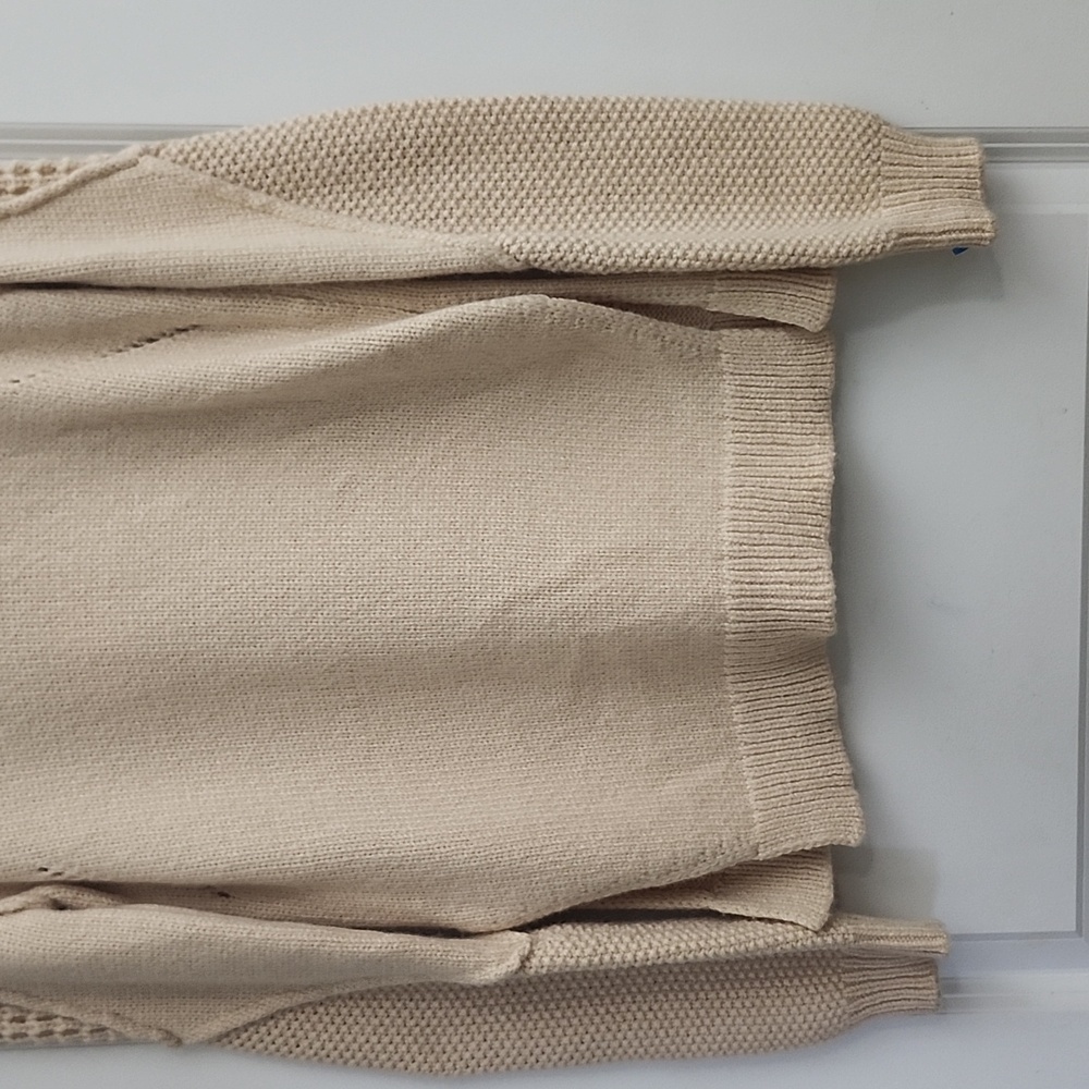 Sam Edelman Womens Sweater Long Sleeve Cream Wool Blend Side Slits. SZ Medium - Picture 5 of 13